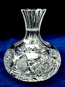 Vaso decanter bottiglia vetro taglio brillante periodo alto 7,25” pesante - Foto 1 di 18