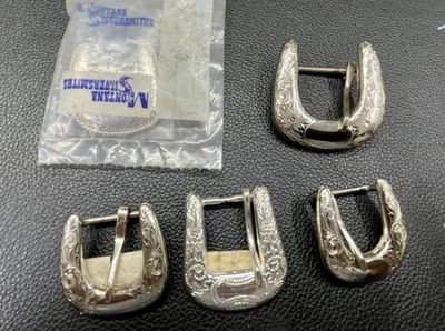 Lot Of 5 NOS Vintage Montana Silversmiths Engravable Heel Bar Buckle .75 And 1” - Image 1 of 4