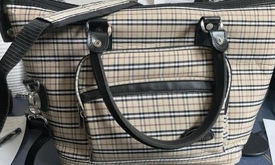 American Flyer Carry-on Luggage Travel Beige  Plaid Strap /Handles  Adjstbl Bag - Image 1 of 4