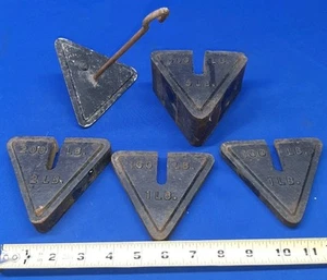 Vintage 900 Lb. Juego de pesas triangulares y colgador de plataforma básculas antiguas - Imagen 1 de 14