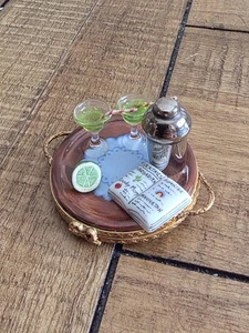 French Limoges Trinket Box Margarita Cocktails Tray w Tequila Glasses Beauchamp - Picture 1 of 8