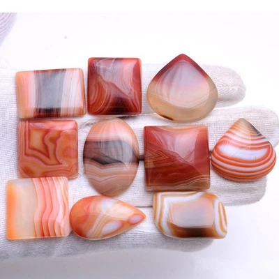 Lot 10 Pcs Natural Onyx Hi-Quality 27mm-37mm Cabochon Untreated Loose Gemstones - Image 1 of 4