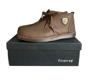 Firetrap Lumid Ankle Boots Mens UK 8 Lace Up Smart Casual Brown London Boxed - Picture 1 of 12