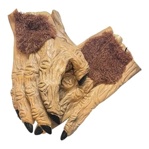 Warewolf Monster Big Foot Animal Furry Hairy Rubber Hands Adult Size Costume - Picture 1 of 4