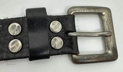 Cinto de trabalho vintage masculino 40 marrom escuro cinto de couro pebbled feito à mão desgastado - Imagem 1 de 4