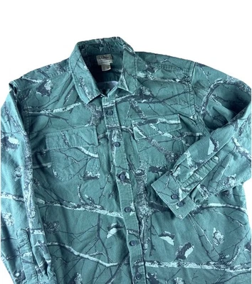Camisa de franela de gamuza LL Bean para hombre 2XL verde estampado camuflaje ajuste tradicional Foto 1 de 4