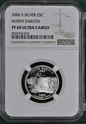 2006-S 90% Silver North Dakota NGC Grade PF69 Ultra Cameo Mirror Like Condition - Image 1 of 2