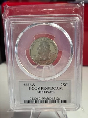 2005-S Proof Minnesota Statehood Quarter PCGS PR 69 DCAM - Flag Label - Image 1 of 3