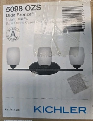 BRAND NEW KICHLER 3 OLD BRONZE VANITY LIGHT - Image 1 of 2