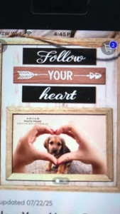 Follow Your Heart Haustier-Thema hängender Holzrahmen 6” x 4” - Bild 1 von 2