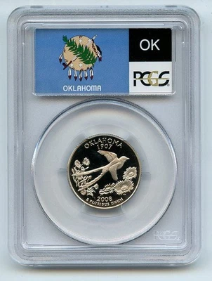 2008 S 25C Clad Oklahoma Quarter PCGS PR70DCAM - Image 1 of 2