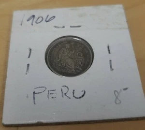1906 - 1 DINERO - PERU - 90% SILVER - - Picture 1 of 4