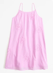 NWT Abercrombie & Fitch Kids Strapless 100% Cotton Midi Dress in Pink Size 15/16 - Picture 1 of 16