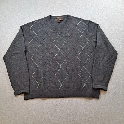 Suéter de Cachemira Tasso Elba Hombres XL Gris Argyle Cápsula Academia Patrimonio Oficina Foto 1 de 4