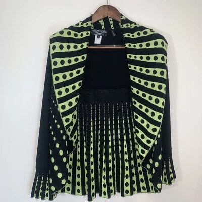 Angel by Sabri Orel Cardigan Sweater Black Green Italian Yarn Flowy Art to Wear - Image 1 of 4
