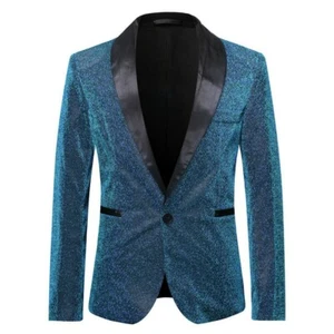 Uomo Brillantini Lurex Maglia Abito Giacca Matrimonio Festa Vestito Costume - Foto 1 di 11