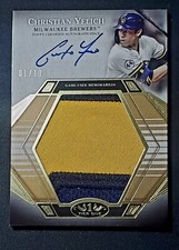 2022 Topps Tier One Prodigious Patch Autographs Christian Yelich Auto #'d 01/10