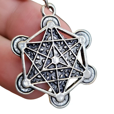 Metatrons Cube Necklace Pendant Number 13 Kabbalah Statement Chain Jewellery - Image 1 of 4