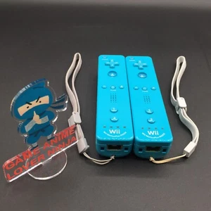 Nintendo Wii Remote Controller Motion Plus Inside Blue Lot of 2 OEM Tested n2 - Picture 1 of 11