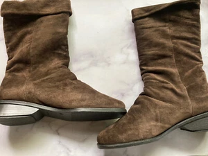 NEW With Box Vintage Markon Dark Brown Suede Mid Calf Boots Size 10 M - Picture 1 of 4