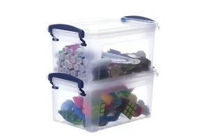 Superio Clear Plastic Stackable Storage Bins with Lids, 1.75 Quart (2 Pack) - Picture 1 of 8