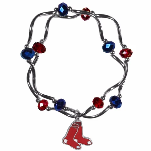 Boston Red Sox Crystal Beads Bracelet Licensed MLB Baseball Jewelry Cover