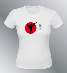 Tee shirt personnalise Karaté S M L XL femme noir col rond karate - Picture 1 of 3