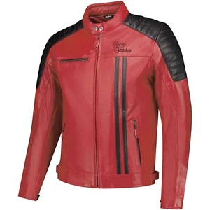 Herren Motorrad Leder Jacke L - Rusty Stitches Cooper - rot-schwarz - Picture 1 of 3