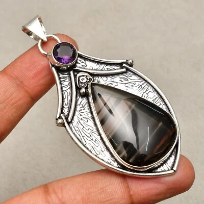 Ciondolo gioiello in argento sterling 925 fatto a mano con pietra preziosa al... - Immagine 1 di 4