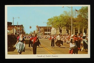 1960s Parade of Dutch Dancers Tulip Festival Holland MI Ottawa Co Postcard - Picture 1 of 2