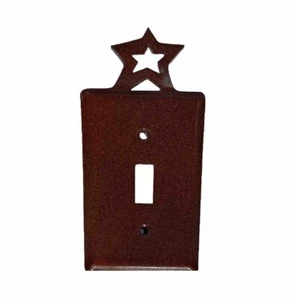Cubierta de placa de interruptor de luz única de metal marrón con estrella granja primitiva - Imagen 1 de 4