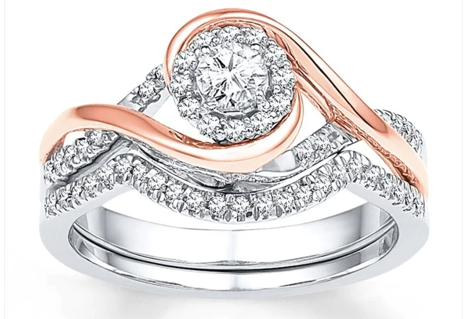 Diamond Bridal Set 1/3 ct tw Round-cut 10K Two-Tone Gold - Image 1 of 1