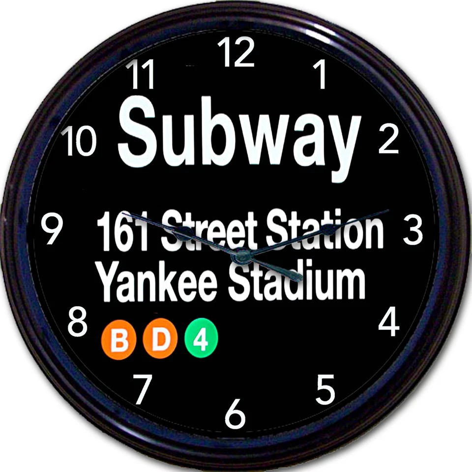FUN AROUND THE CLOCK New York City Yankee Stadium 161 Street Station Subway Sign Wall Clock Yankees