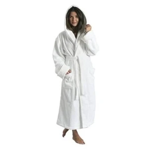 Unisex Terry Bathrobe - 100% Lux Combed Cotton Robes, Five-Star One Size Hooded - Picture 1 of 6