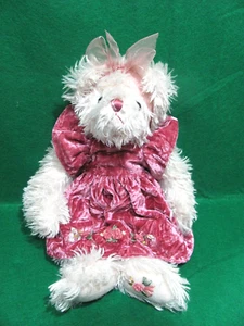 Settler Bear 33cm White Plush Teddy with Original Crushed Velvet Dress - Picture 1 of 12