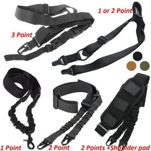 Tactical One/Two/Three Point Sling Strap Bungee Rifle Gun Sling with QD Buckle - Picture 1 of 37