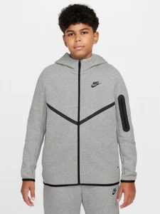 Big Kids L+ Large+ Nike Tech Fleece Hoodie Jacket Gray HV6166-063 Extended Size - Picture 1 of 6