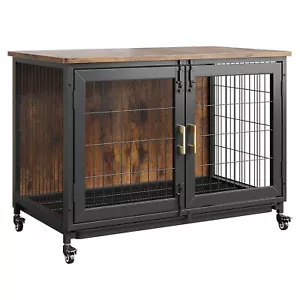 Large Heavy Duty Dog Crate Wooden Kennel Cage with Tray End Table Pet Furniture - Picture 1 of 8