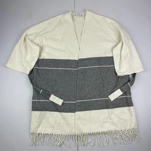 MANGO Chaqueta Mediana Beige Gris Longitud Media Borlas Mezcla Lana Bolsillos... - Imagen 1 de 16