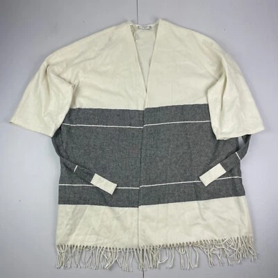 MANGO Chaqueta Mediana Beige Gris Longitud Media Borlas Mezcla Lana Bolsillos... - Imagen 1 de 4