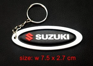 Biack Suzuk Key Ring Oval Rubber Keychain Collectables Motorcycle Gift - Picture 1 of 9