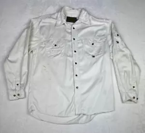 Vintage Camel Trophy Adventure Wear Safari Logo Off-White Shirt Shacket Mens M - Picture 1 of 9