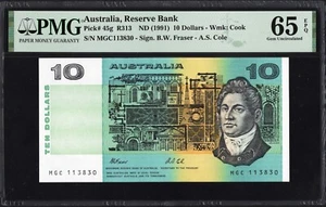 Australia 10 Dollars P45g R313 1991 Fraser Cole PMG65 Gem UNC EPQ Banknote Money - Picture 1 of 2