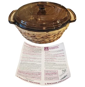 Anker Hockofen Basics 1,5 Qt Bernstein Glas bedeckt # Auflauf und Deckel - #1037 - Bild 1 von 12