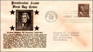 Scott 812 - 7 Cents Jackson Crosby FDC - Addressed Planty 812-38A - Picture 1 of 2