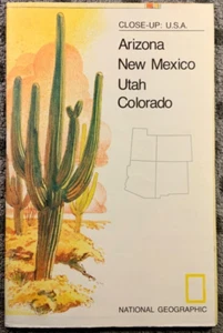 Vintage NAT GEO Karte - Nahaufnahme: USA Arizona, New Mexico, Utah, Colorado 1977 - Bild 1 von 1