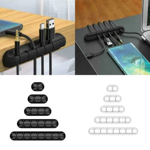 Cable Clips Holder Silicone Desk Cable Organizer Cord Management Winder Clips - Picture 1 of 18