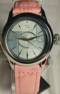 Officina Del Tempo A41843 Unisex Pink Leather Strap Quartz Watch With Day, Italy - Picture 1 of 11