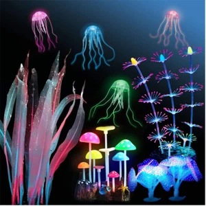 Aquarium Decoration Coral Soft Silicone  Glowing Coral Fish Tank Decoration - Picture 1 of 10