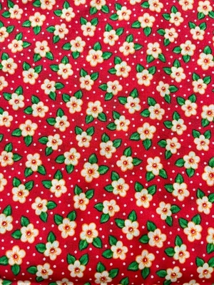 Mary Engelbreit 2003 Cranston RED with Flowers Cotton RARE vintage 1/2 yard - Image 1 of 3
